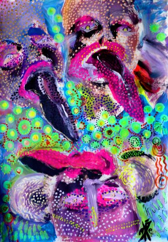 2020, interstellar shoeeater 100 x 70 cm, acrylic pigments on paper, aug 2019